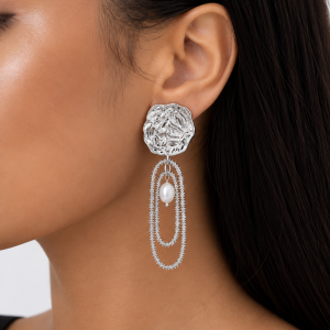 Silver flower earrings