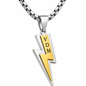 Engraved two tone thunder necklace