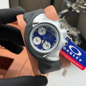 Black blue Oakley rubber strap watch