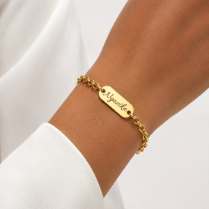 Engraved unisex gold bracelet