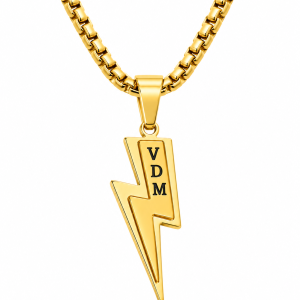 Engraved gold thunder necklace