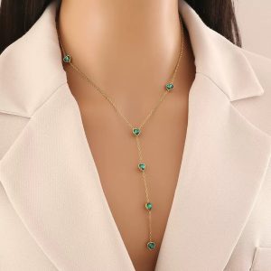 Green love drop necklace