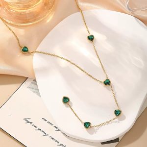 Green love drop necklace