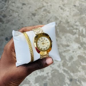 Rebirth gold big circle watch combo