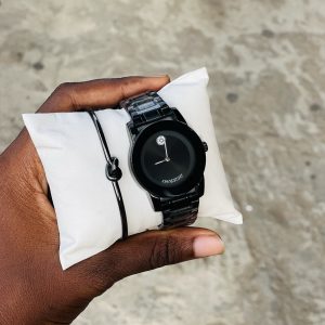 Chaxigo black plain watch combo