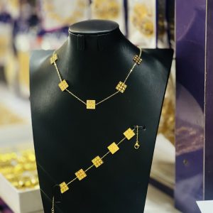 Square box steel necklace combo