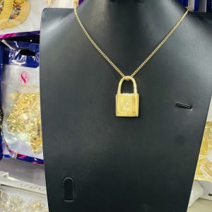 Gold padlock necklace