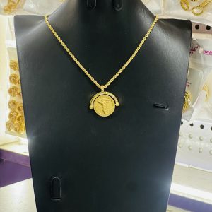 Gold circle cross necklace