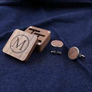 Dark Wooden engraved cufflinks