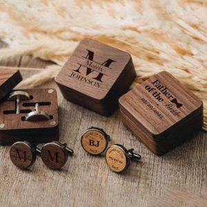 Dark Wooden engraved cufflinks