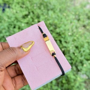Engraved black drawstring bracelet