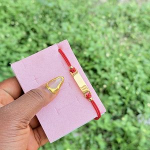 Engraved red drawstring bracelet