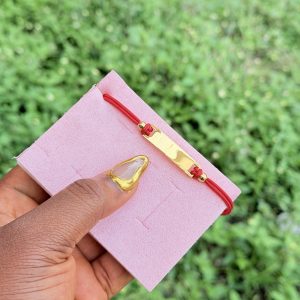 Engraved red drawstring bracelet