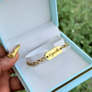 Engraved unisex gold bracelet