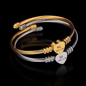 Engraved gold love shape bracelet