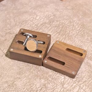 Light Wooden engraved cufflinks