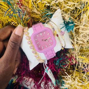 Labaoli pink ceramic watch combo