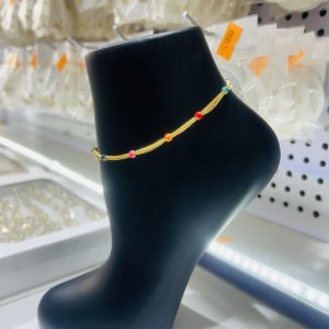 Coloured bead gold anklet