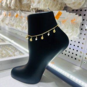 Mixed white and gold drop anklet