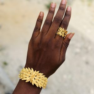 Gold sunshine bracelet and ring