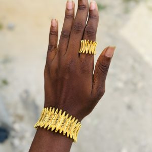 Gold queen bracelet and ring