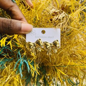 Strip bow tie earrings