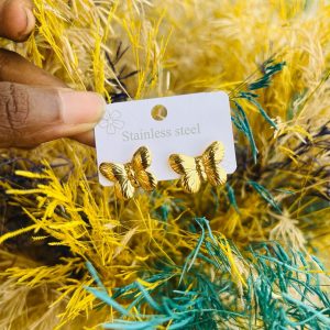 Gold small butterfly earrings