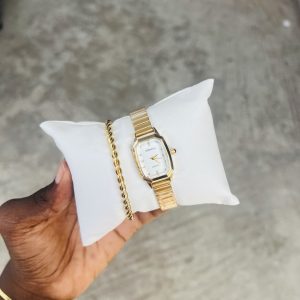 Rebirth gold square watch combo