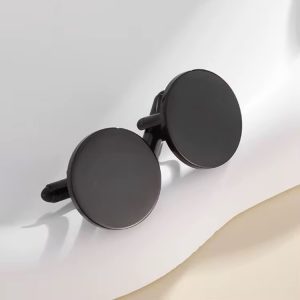 Black circle engraved cufflinks