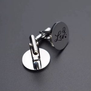 Silver circle engraved cufflinks