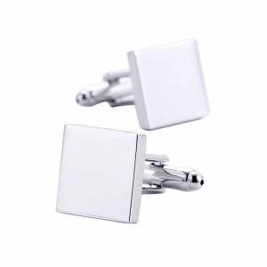 Silver square blank cufflinks