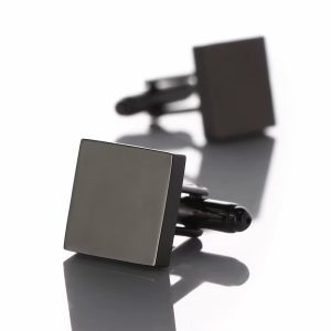 Black square blank cufflinks