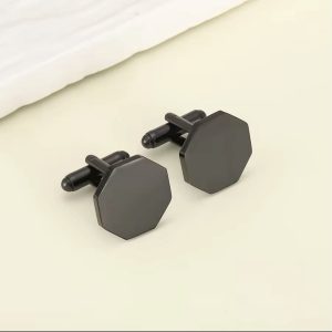 Black hexagon blank cufflinks