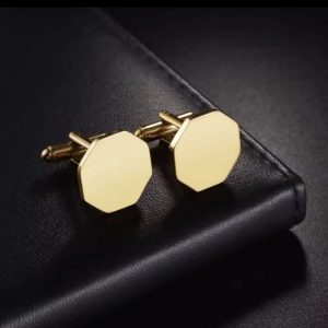 Gold Hexagon blank cufflinks