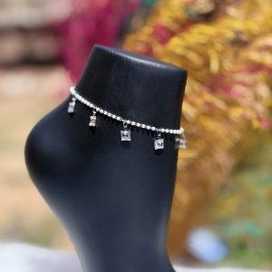 Silver crystal anklet