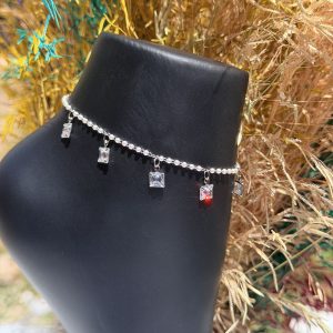 Silver crystal anklet