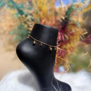Dropping ball gold anklet