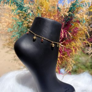 Dropping ball gold anklet