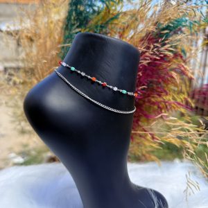Silver double colored anklet