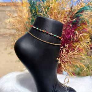 Gold double colored anklet