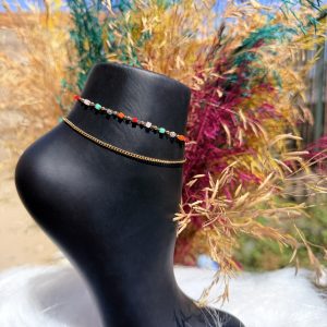 Gold double colored anklet