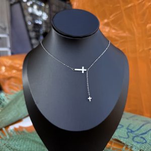 Silver cross steel necklace