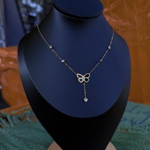 Black butterfly steel necklace