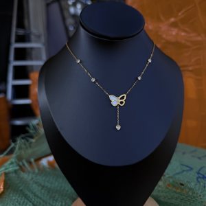 White butterfly steel necklace