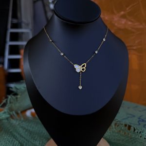 White butterfly steel necklace
