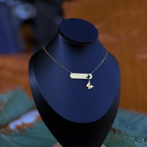 Butterfly blank steel necklace