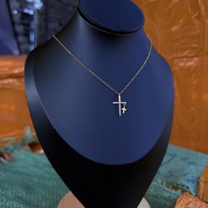 Criss cross steel necklace