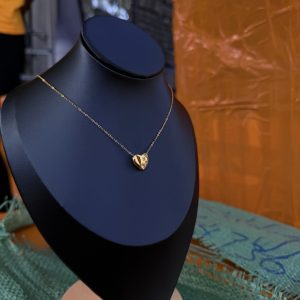 Stoned heart steel necklace