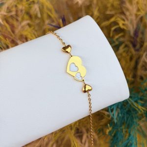 White heart steel bracelet