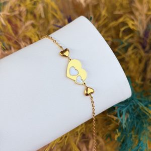 White heart steel bracelet